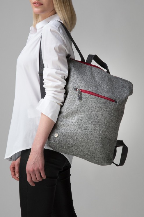 Rucksack aus Stoff, Lodenrucksack, nachhaltige Tasche aus Stoff, leichter Damenrucksack