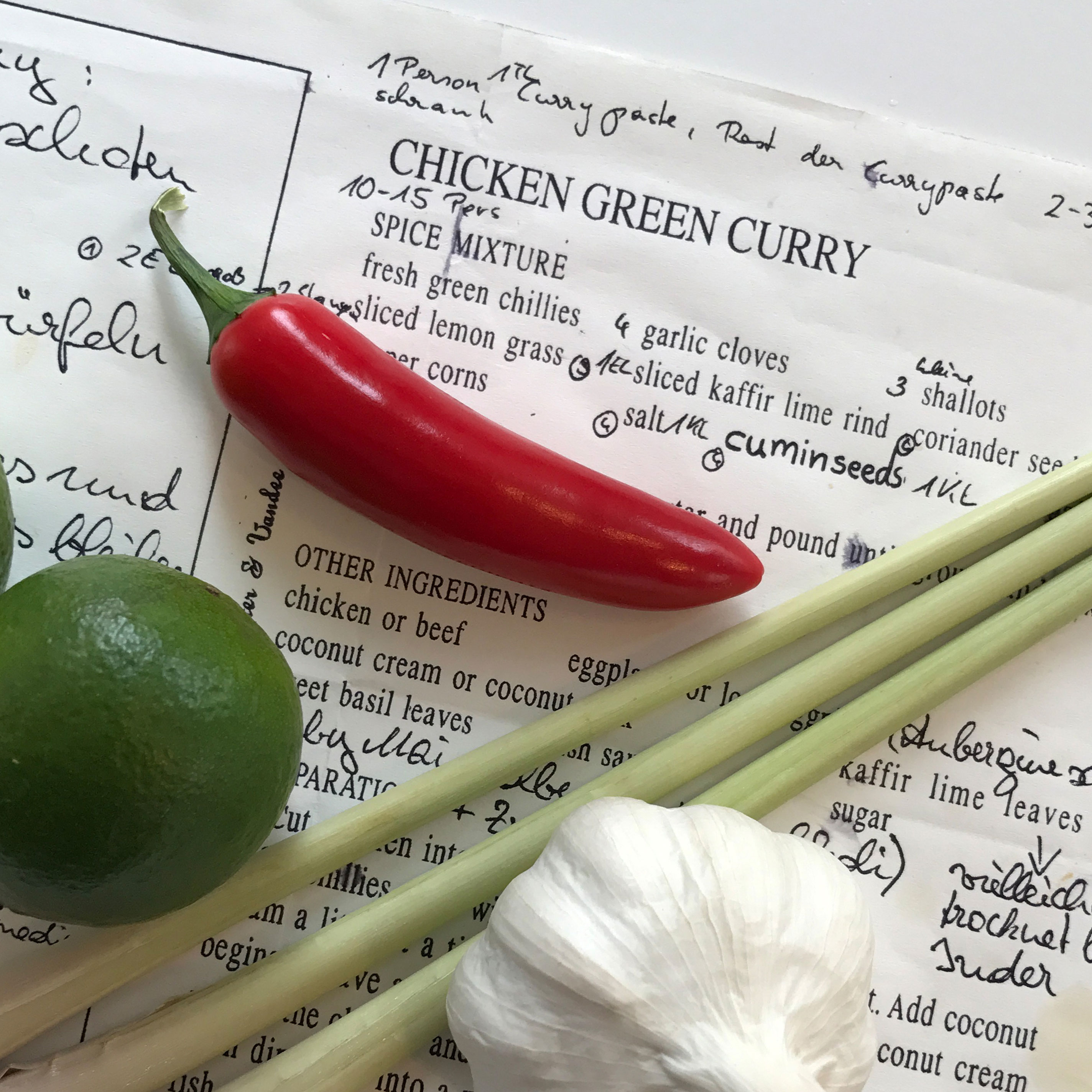 Menü für Freunde, Gemeinsam Kochen, Entspanntes Dinner, Green Curry