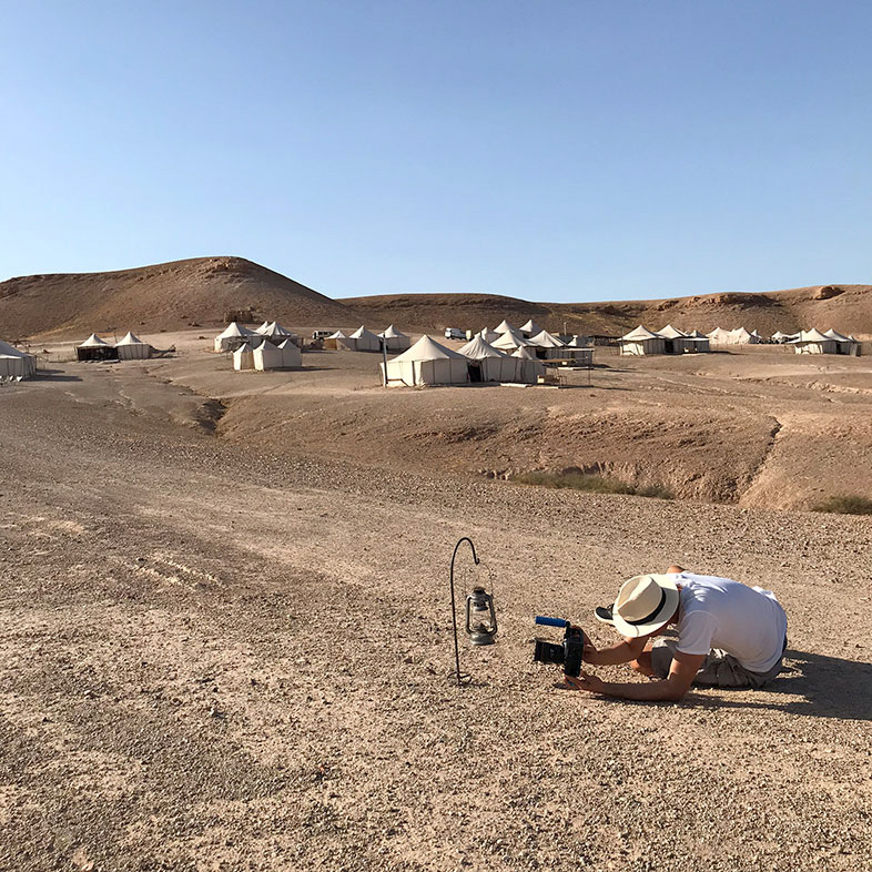 Shooting in der Wüste, Marokko, Marrakech, Camp in der Wüste