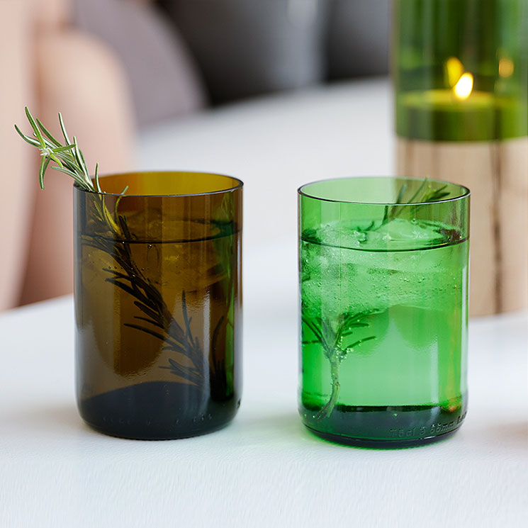 Upcycling Glas aus alten Weinflaschen, nachhaltige Trinkgläser
