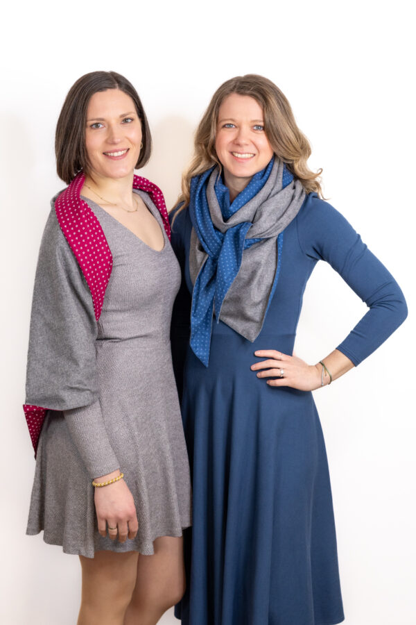 Elsa Dreieckstuch Magenta & Königsblau – großes Schultertuch aus Loden für Damen