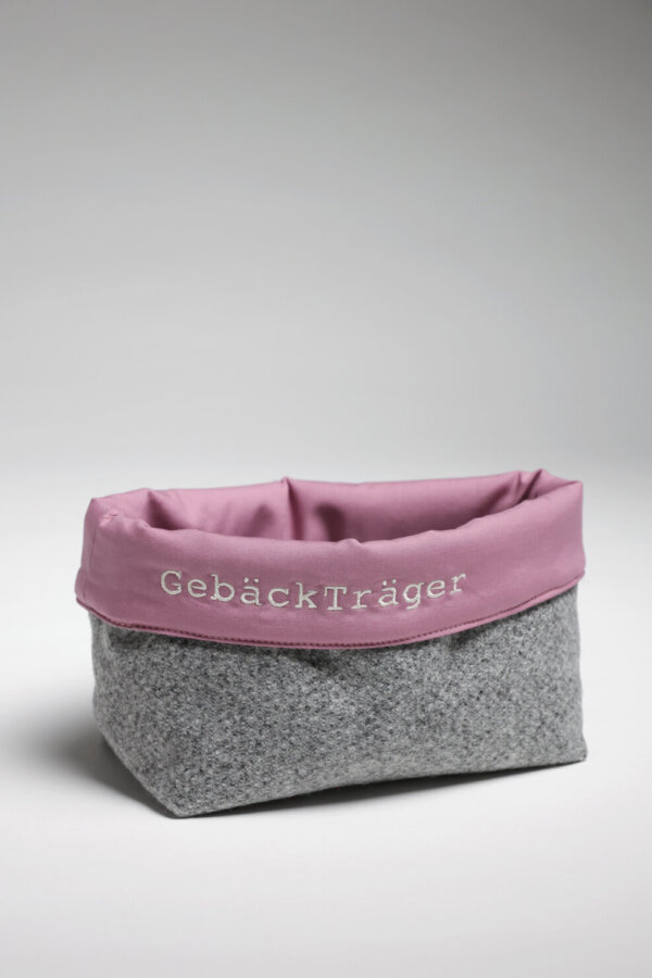 Nachhaltiger Brotkorb in Fuchsia rosa von MONDSCHEIN – aus Loden gefertigt, ideal für Brötchen, Gebäck oder als Küchenaccessoire