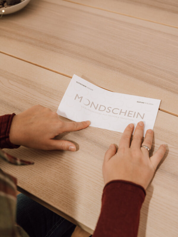 Gutschein von Mondschein – nachhaltige Geschenkidee für besondere Anlässe, online einlösbar.