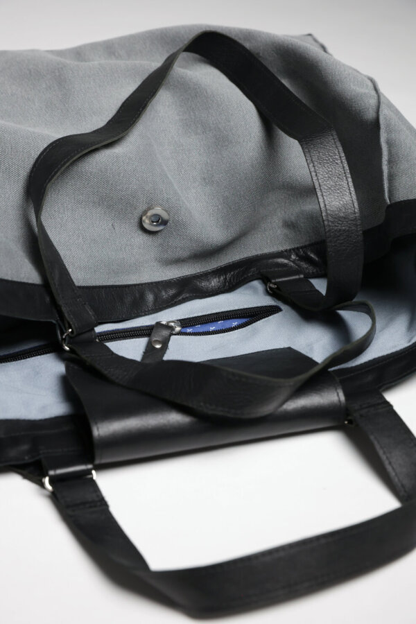 NANI – geräumige Stofftasche aus robustem Canvas und Leder, mit Innenfach und eleganter Optik, gefertigt in Österreich